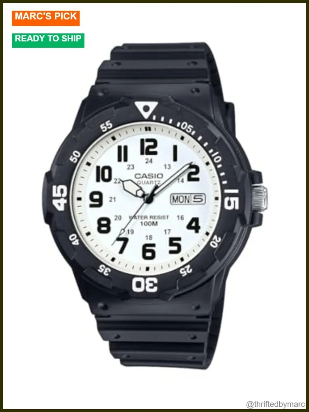 Unisex Analog Watch 100M WR Stainless Steel Case Resin Band Date Display Screw